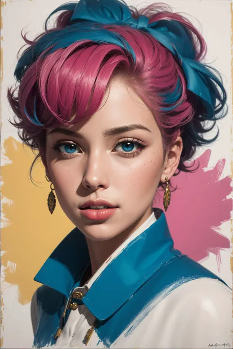 a painting of a woman in the style of Andy Warhol