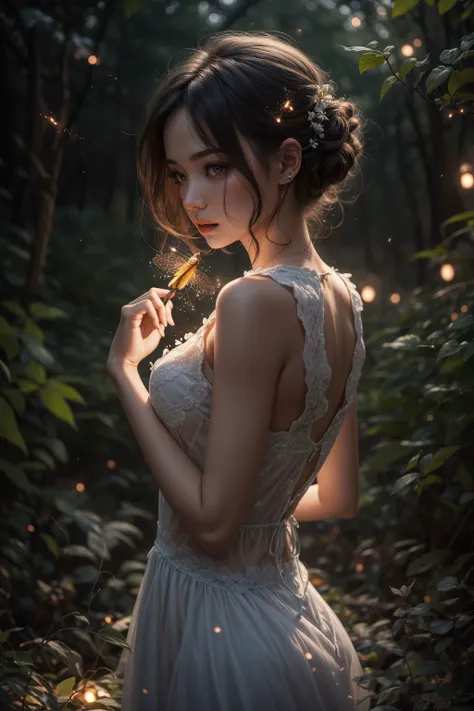 delicate, woman, fireflies, artistic <lora:add_detail:0.5> <lora:boldline:0.2>