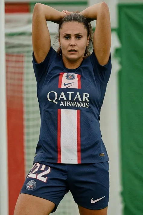 1girl, solo, portrait, ((psg, number 22, Nike)), soccer field, short sleeve, standing, looking at viewer, [blurry background], masterpiece, best quality, ultra-detailed, ultra high res, (photorealistic:1.4), raw photo, (realistic:0.2), 8k HDR, f1.4, 40mm, photorealistic, raw, 8k, textured skin, skin pores, intricate details
<lora:skin_texture_v2:0.5> <lora:epiCRealismHelper:0.8> <lora:PAseer-SD15-LCM Quick:1> <lora:lm92_ned_lora_v01:1> lm92