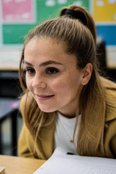 1girl, solo, pov, portrait of a teacher, bend over the desk, classroom, smile, soft lighting, looking at viewer, blurry background, bokeh, chromatic aberration, depth of field, masterpiece, best quality, ultra-detailed, ultra high res, (photorealistic:1.4), raw photo, (realistic:0.2), 8k HDR, f1.4, 40mm, photorealistic, raw, 8k, textured skin, skin pores, intricate details
<lora:skin_texture_v2:0.5> <lora:epiCRealismHelper:0.8> <lora:PAseer-SD15-LCM Quick:1> <lora:lm92_ned_lora_v01:1> lm92