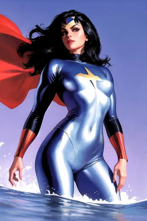 masterpiece, best quality, high quality, highres,
ARTSTYLE_AlexRoss_ComicArt_ownwaifu, www.ownwaifu.com,
solo, long hair, black hair, breasts, lips, makeup, bodysuit, lipstick,
retro artstyle,simple background, realistic, superhero,
<lora:ARTSTYLE_AlexRoss_ComicArt_ownwaifu-15:0.7> , RAW photo of a 1girl, upper body, scenery, masterpiece,absurdres,