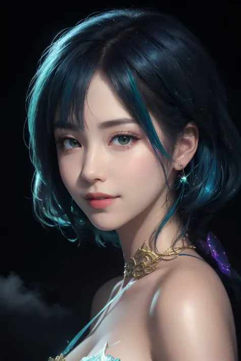 (detailed background absurdres),((random hair color)), (((a woman with blue hair wearing a colorful outfit and a colorful background with paint splatters on it, by Hirohiko Araki,official art, ultra detailed, beautiful and aesthetic, masterpiece, best quality, (zentangle, mandala, tangle, entangle), 1girl, extremely detailed, dynamic angle, cowboyshot, the most beautiful form of chaos, elegant, a brutalist designed, vivid colours, romanticism, by james jean, roby dwi antono, ross tran, francis bacon, michal mraz, adrian ghenie, petra cortright, gerhard richter, takato yamamoto, ashley wood, atmospheric, ecstasy of musical notes, streaming musical notes visible))), (32k ultra wallpaper),(best quality),((masterpiece)),(ultra-detailed:1.2),(photorealistic:1.4),(highres), reflection, low angle ,long hair, glowing eyes, brown eyes, traditional architecture,(rainbow moon:1.1),(fog:1.4),(silhouette:0.8),(expressionless:1.3),(ghost:1.1), (magical, fantasy:1.3), (3d render, unreal engine, raytracing:1.2),(red fire),(blue fire),high contrast,((explosions)),over exposure, ((yellow blue green purple and red tone impression)) ,abstract, negative space,((face detailed)),((face perfect)),((nsfw)),((medium breasts)),((candid smile)),(looking at viewer),((lewd face detailed)),((body perfect)),(random jewelry),((Heaven)),((Cloud gap light)),((beautiful detailed sky)),((beautiful detailed cumulonimbus)),((best illumination, best shadow, an extremely delicate and beautiful)),dynamic angle, floating,(finely detail),(shine),((glinting stars)),nature,(sunlight),((fairyland)), (art by artgerm and ruan jia and greg rutkowski surreal painting gold butterfly filigree, broken glass),(((detailed skin texture, realism skin, realistic skin))),, masterpiece,ultra realistic,32k,extremely detailed CG unity 8k wallpaper, best quality