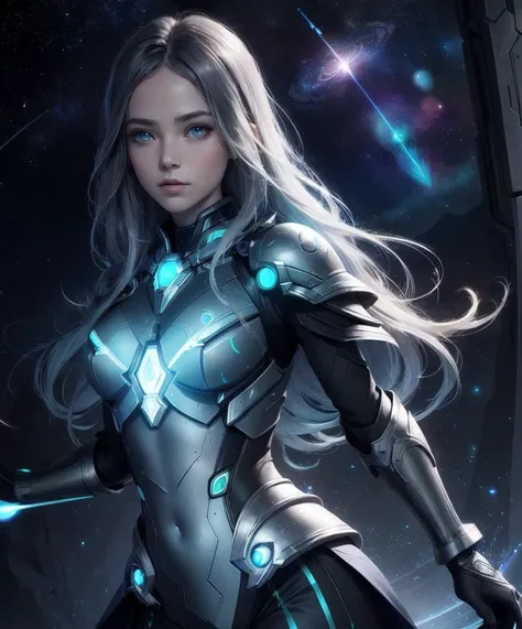 (inked original-art:1.2), (lineart:1.31), (fine-details:1.3), RAW-format, (movement:1.4), 1 girl, adult (elven:0.7) woman, blue eyes, black prom hairstyle, solo, half shot, looking at viewer, detailed background, detailed face, (<lora:TerranAIv2:0.5>, TerranAI, starcraft theme:1.1) (glowing eyes:1.05), living star constellation, star sign, horoscope, at peace, benign, aries, esoteric geometric patterns, interstellar power, stars, bright light green lights, glow, metaphysics, enlightenment, floating particles, cosmic dust, cosmic space background, dreamlike ethereal atmosphere,