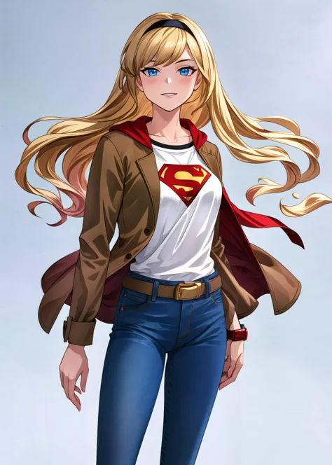 (cowboy shot), sfw, (masterpiece), (best quality:1.0), (ultra highres:1.0), detailed eyes,
BREAK
<lora:Supergirl_Galatea:0.6> Supergirl, 1girl, long blonde hair, posing
<lora:granblue, minaba_hideo_offset:1> granblue, minaba_hideo_offset
(brown jacket), blue jeans, watch, hairband
BREAK
(gradient background)