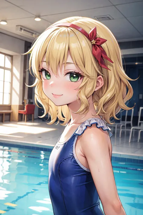 boyish Berry Short Slanted Eyes Blonde Swimwear Pool