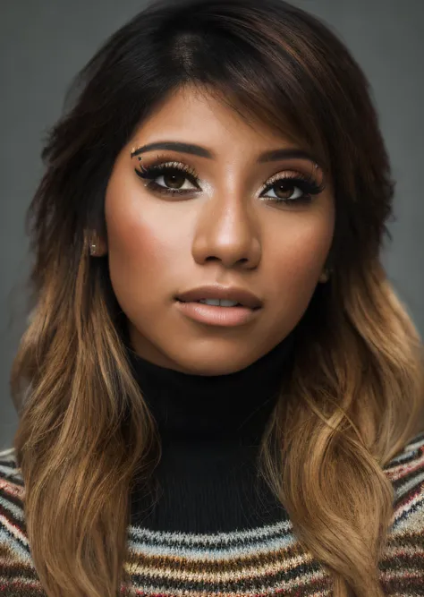 <lora:Kirstin_Maldonado:1>
photo of beautiful (Kirstin_Maldonado), ((ultra detailed, masterpiece, best quality)), sfw, best quality, ultra high res, ultral detailed face and eyes, (photorealistic:1.4), 1 woman, brown eyes, dark hair
closeup portrait, photo realistic, wearing striped sweater with a turtle neck on a fall day, trees, leaves falling,woman facing viewer, best quality, masterpiece, by Jeremy Lipking, by Antonio J. Manzanedo, by lee jeffries nikon d850 film stock photograph 4 kodak 400 camera f1.6 lens rich colors hyper realistic lifelike texture natural lighting unreal engine trending on artstation cinestill 800, 100mm lens, natural body, vivid colors , perfect face