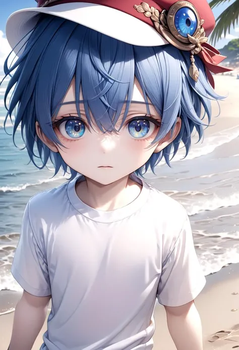 <lora:cacd-xl-base-2:0.6>,1boy, aoi, blue hair, hat, masterpiece, ultra detail, beach, blue eyes, cute shirt
(masterpiece:1.2), best quality, high resolution, unity 8k wallpaper, (illustration:0.8), (beautiful detailed eyes:1.6), extremely detailed face, perfect lighting, extremely detailed CG, (perfect anatomy),