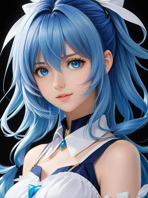 anime artwork <lora:FF-Midj-Rise-v0564:1>, anime girl with blue hair and blue eyes in a white dress, an anime portrait of cirno, cute anime girl portrait, portrait anime girl, anime girl portrait, stunning anime face portrait, detailed portrait of anime girl, beautiful anime portrait, realistic anime style at pixiv, realistic anime artstyle, anime character portrait, cute anime girl portraits, photorealistic anime girl render . anime style, key visual, vibrant, studio anime, highly detailed