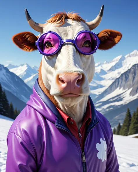anime artwork <lora:FF-Style-Mid-HOT-Week3.LORA:1>,"a cow wearing a purple jacket and goggles, cow, bovine, trend on behance 3 d art, trend on behance 3d art, red bull, ultra realistic 3d illustration, digital art animal photo, cold, by Matthias Weischer, steep, fantastic ï¼ mikecow, hyperrealistic illustration, inspired by Karl Stauffer-Bern" . anime style, key visual, vibrant, studio anime, highly detailed