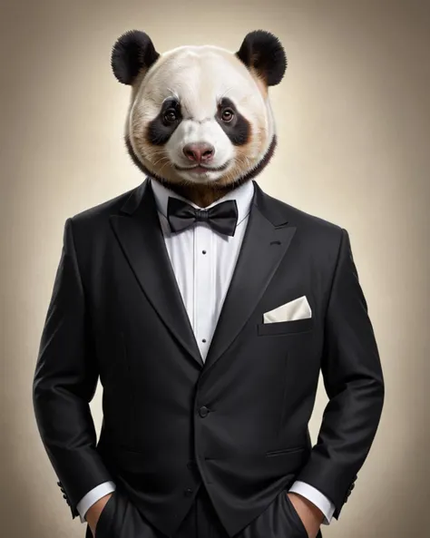 Tribal style <lora:FF-Style-Mid-HOT-Week3.LORA:1>,"a panda bear in a suit and tie, portrait of anthropomorphic bear, panda panda panda, panda, tuxedo, wearing tuxedo, wearing a tuxedo, animal portrait, cute panda, gentleman, a raccoon wearing formal clothes, wojtek fus, by Adam MarczyÅski, portrait shot, pig in a tuxedo, high quality portrait" . Indigenous, ethnic, traditional patterns, bold, natural colors, highly detailed
