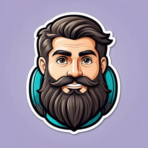 Typographic art <lora:MidJ_Last_500_-_Experiment:1> a close up of a cartoon man with a beard and a backpack, cartoonish vector style, trending on fiverr, trending on dribbble.com mascot, avatar for website, mascot illustration, svg comic style, streaming on twitch, dribbble illustration, hand drawn svg, sticker design vector art, stickers illustrations, trending on logostation, sticker illustration,(Muted Colors:1.3) . Stylized, intricate, detailed, artistic, text-based