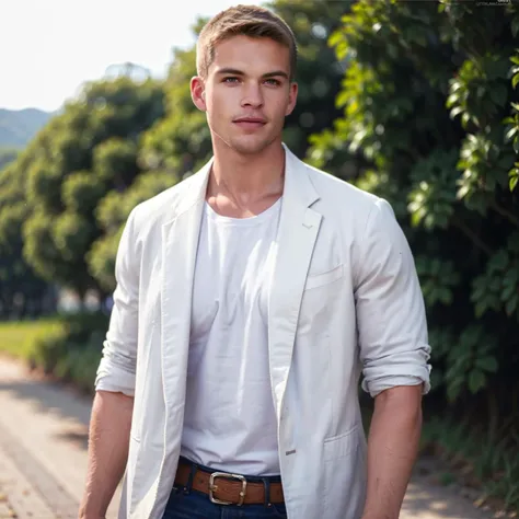 ((masterpiece)), ((best quality:1.2)), High Resolution, 8k, (ultra_realistic:1.3), (photorealistic:1.4), (instagram model, handsome:1.2), sharp focus, a photo of (mitchellslaggertkm), wearing cowboy outfit, rural, the countryside, the wild wild west, gentle smile, outdoors, daytime, natural eyes, ((looking at viewer)), <lora:MitchellSlaggertKM:0.8>