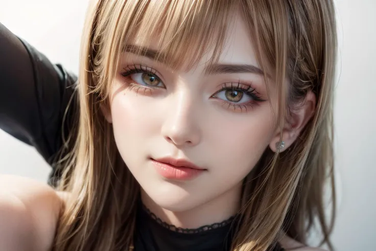 Best quality, masterpiece, ultra high res, (photorealistic:1.4), (((highly intricate details)), beautiful lighting, 1girl, shiny skin:1, <lora:add_detail:1.2>, (((depth of field))), pov, medium breasts, hair ornament,
romantic, seductive smile, (blush:1.2), pale and lustrous skin, (film grain:0.9),(analog film, photography:0.7),chromatic aberration,
face, selfie, face close up, upper body, ootd, instagram, (makeup:0.3), smile, Masterpiece, best quality, lovely expression, best shadow,
honey blonde hair,
feet out of frame, mole, rembrandt lighting,
BREAK
vivid,detailed, realistic, beautiful, stunning lighting, stunning reflections, ,