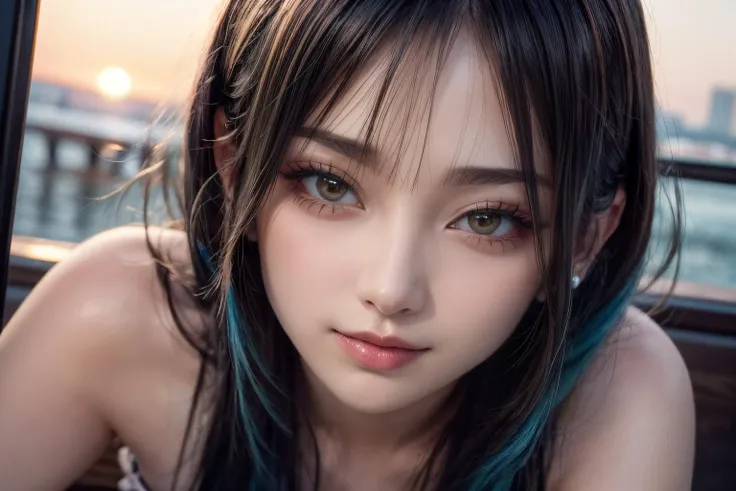 Best quality, masterpiece, ultra high res, (photorealistic:1.4), (((highly intricate details)), beautiful lighting, 1girl, shiny skin:1, <lora:add_detail:1.2>, (((depth of field))), pov, small breasts, demon wings,
romantic, seductive smile, (blush:1.2), pale and lustrous skin, (film grain:0.9),(analog film, photography:0.7),chromatic aberration,
face, selfie, face close up, upper body, ootd, instagram, (makeup:0.3), smile, Masterpiece, best quality, lovely expression, best shadow,
blue hair,
feet out of frame, mole, rembrandt lighting,
BREAK
vivid,detailed, realistic, beautiful, stunning lighting, stunning reflections, sun rise, bokeh mood,