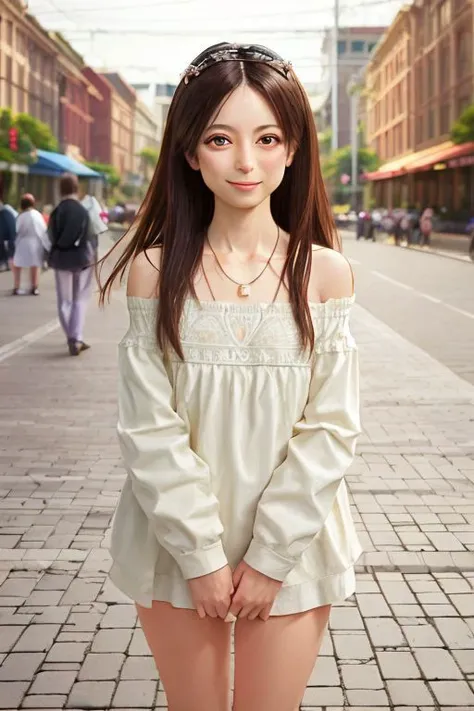 Nsfw, off shoulder, Low-cut, Street Fashions, Straight hair, fair makeupdifferent poses, small breasts , Medium length hair, light brown hair , best quality, photorealistic, masterpiece, extremely detailed face, 8k wallpaper, detailed nose, detailed eyes , dedicated eyes, smile, double eyelids, full body, whole body, side parting hair, symmetrical eyes, detailed iris, thin eyebrows, long eyelashes long legs, silky hair, perfect white teeth, watery eyes, dedicated fingers, small headnecklace, perfect fingers, smaller eyes, small mouth,
Best quality, masterpiece, ultra high res, (photorealistic:1.4), (((highly intricate details)), beautiful lighting, 1girl, shiny skin:1, <lora:add_detail:1.2>, (((depth of field))), Pov, 
romantic, seductive smile