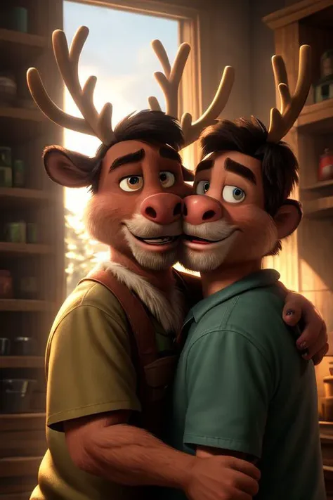 Disney Pixar two male redneck hillbilly reindeer gay relationship elderly
BREAK
(high detail:1.3),(unreal engine:1.3)
(masterpiece, best quality, 4k, 2k, shaded, absurd res) (photorealistic) (detailed face)(detailed eyes) (highly detailed)(realistic)