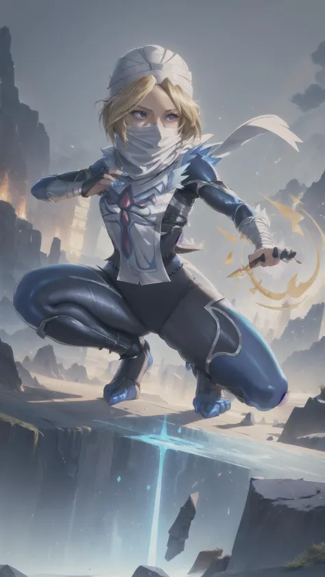 1girl, Sheik, The Legend of Zelda Ocarina of Time, lozSheik, turban, covered mouth, scarf, blue bodysuit, surcoat, bandages,  <lora:sheik-nvwls-v1:1> BREAK,
fighting stance, defensive, BREAK, 
 Casting Spell, shadow Elemental Magic, <lyco:Casting Spell Elemental Magic:0.5>, masterpiece, best quality, hyperrealistic, extremely detailed, highly quality, 4k, sharp focus, professional photograph, sharp focus, award winning, cinematic lighting, octane render, unreal engine, volumetrics dtx, Wallpaper,