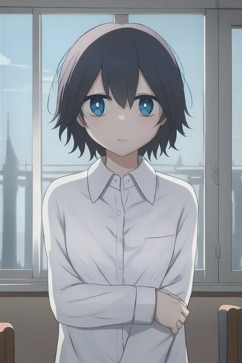 upper body,looking at viewer,cat,school uniform,blue eye,masterpiece, <lora:avocado:0.7>
