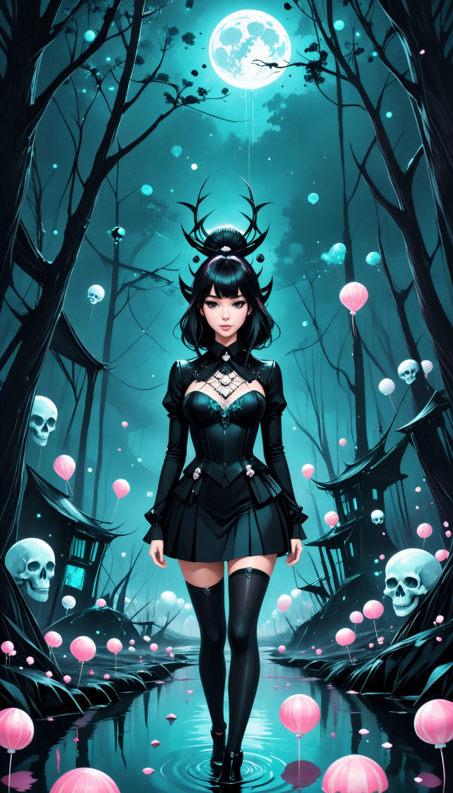 spiderwebs, skulls, wallpaper, there is ugliness in beauty, but there is also beauty in ugliness. desolate, abstract, surrealistic, cotton candy, swamp, funeral, futuristic,in the style of adrian ghenie, esao andrews, jenny saville, edward hopper, surrealism, dark art by james jean, takato yamamoto, inkpunk minimalism