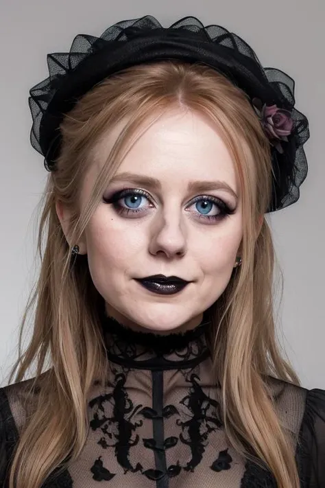 portrait photo of ju5t1n3l:0.6 in gothic:0.33 makeup