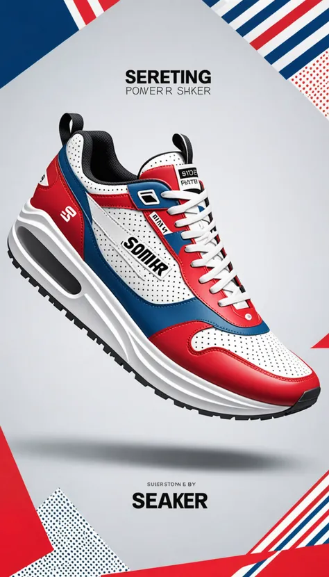advertising poster style sneaker, professional, modern, product-focused, commercial, eye-catching, highly detailed