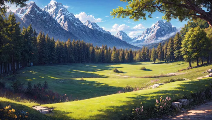 ((masterpiece:1.4,best quality)), cloud,   outdoors
(mountains), spring glade, scenery, sky,
(noon:1.4), high detail, abundant, 8k, high detail, wallpaper,
 <lora:more_details:1.5>