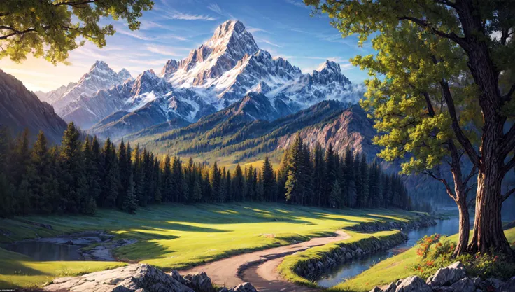 ((masterpiece:1.4,best quality)), cloud, outdoors
(mountains), spring glade, scenery, sky,
(noon:1.4), high detail, abundant, 8k, high detail, wallpaper,
<lora:more_details:1.5>