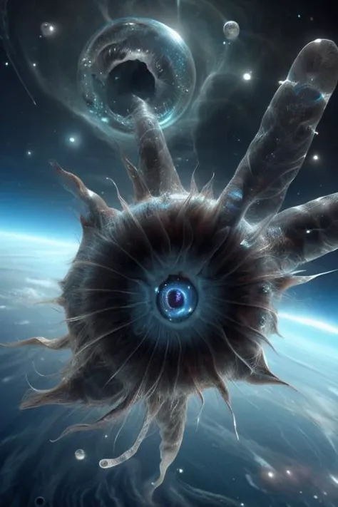 Seraphine, A mysterious creature with hundreds of eyes and wings, in the form of a huge ring,, Circular ring around the body, Huge size, Angel Light