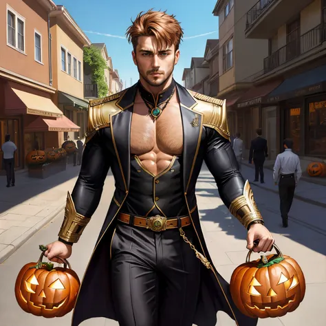 full body portrait of a photorealistic handsome man wearing Halloween costume, (on the street of suburbs:1.50), intense colouration fantasy, light hair, a stunning realistic photograph , random coloured hair, (multiple men wearing Halloween costumes walking together:1.3), random colour eyes, full body, cover, hyperdetailed painting, luminism, octane render, complex, 8k resolution concept art portrait by Martina Fa
kov� and Prywinko Art, Artgerm, WLOP, Alphonse Mucha, Tony Taka, fractal isometrics details, photorealistic face, hyperrealistic cover photo awesome full color, hand drawn, bright, gritty, realistic color scheme, davinci, intricate, high definition cinematic, mix of bold dark lines and loose lines, bold lines, on paper , real life human