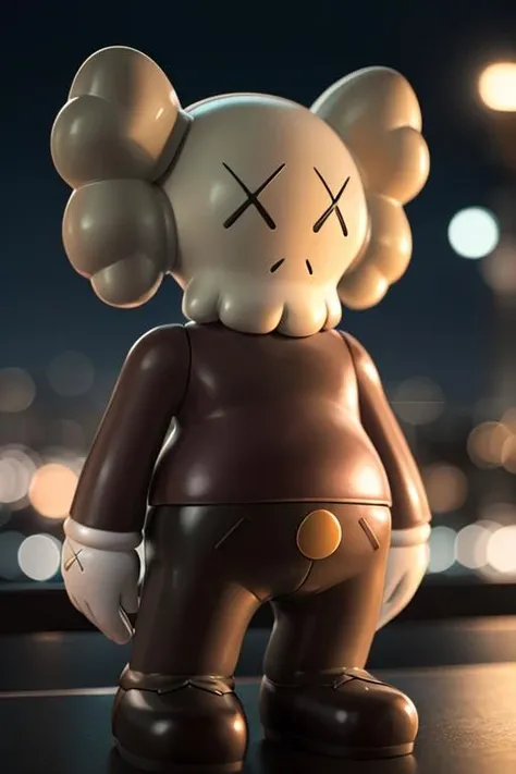 1man, solo, kaws urban toy at night club party, detailed, realistic, rim light, bokeh <lora:ARWKaws:1>