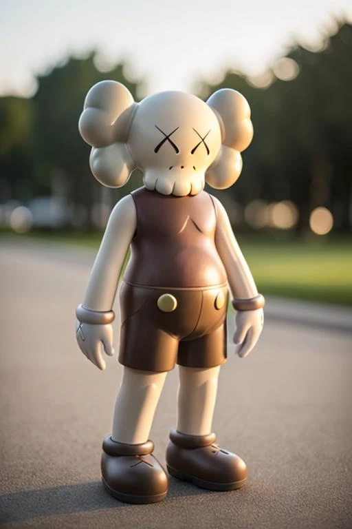 1man, solo, kaws urban toy, detailed, realistic, rim light, bokeh <lora:ARWKaws:1>