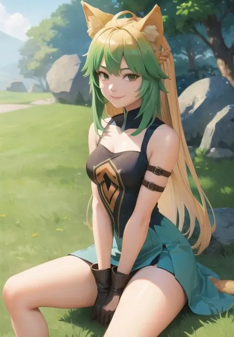 <lora:atalanta_normal:0.8>, atalanta_normal, smirk, sitting, stone, grass,, (masterpiece, best quality, detailed:1.3)