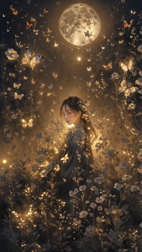 <lora:butterfly:0.7>, flowers, 1girl, butterfly style, butterflies, soft moon light, look at viewer, <lora:add_detail:0.7>, ultra detailed, <lora:FenW-000012:0.7>