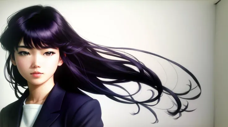 <lora:komi_shouko:0.55> (komi shouko) photorealistic full color, floating hair