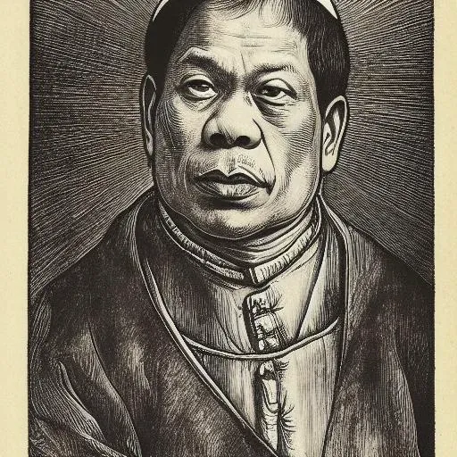 rodrigo duterte as pope, portrait shot, durer-style