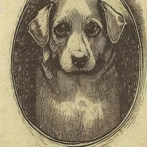 cute dog victorian, durer-style