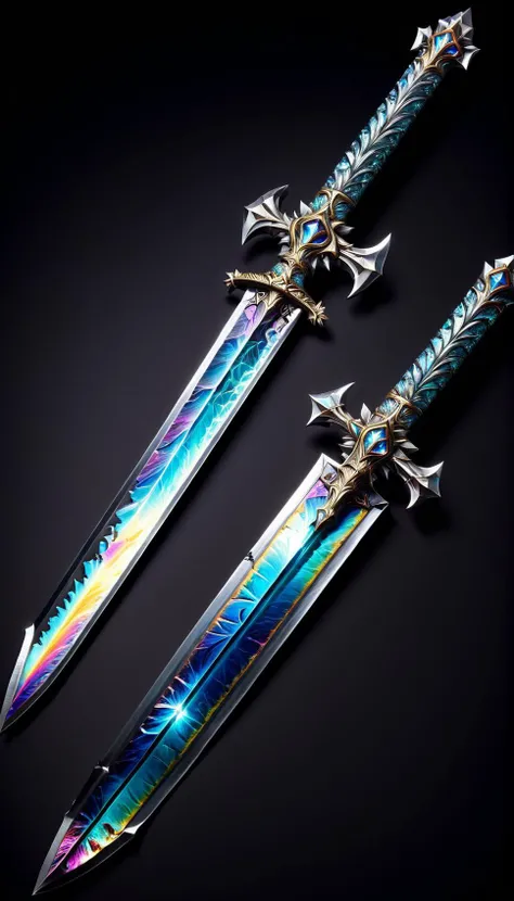 ral-bismut,<lora:ral-bismut:1>,
A sharp longsword,made of bismuth metal,inspired by Frostmourne in the game World of Warcraft,shines with cold light,full of power and killing,