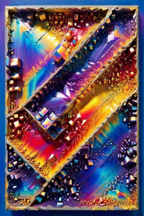 ral-bismut,<lora:ral-bismut:1>,le parc,<lora:LeParc_AI_LoRA_XL_v2.1:0.9>,SDS_Particle_Flow,<lora:sdxl_++:0.4>,<lora:EnvyStylizedXL02:0.5>,
Decorative paintings of bismuth metal blocks,rectangles,triangles and lines,red,yellow,blue,purple,