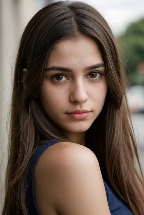 professional, masterpiece, 8k, hyperrealistic portrait of a 19yo cute latin girl, long hair, (looking shy:1.3), detailed face, detailed skin, photography, hq, photorealistic,