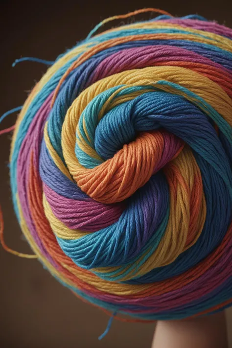 biographical film style a close up of a multi colored yarn ball with a spiral design, digital art inspired by bernat sanjuan, trending on polycount, digital art, swirling around, swirling, spinning whirlwind . true life stories, character depth, historical context, impactful moments