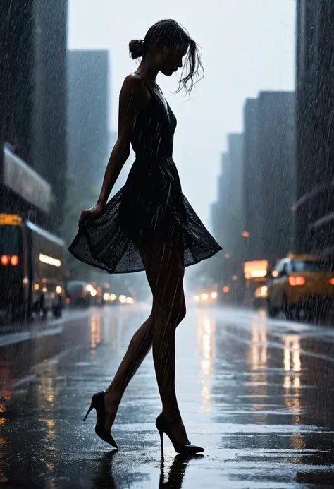 professional, (4k photo:1.1) , (Sharp focus:1.3), high detail, (thin, slender, slim, long legs),
<lora:spotlight:1> dark theme, (silhouette:1.3), dancing in the rain,
lora:greg_rutkowski_xl_2:0.8> greg rutkowski, , (expressionism, impressionism, broad brush strokes:1.4)