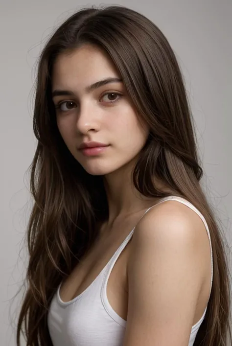 professional, masterpiece, 8k, hyperrealistic portrait of a 19yo cute latin girl, long hair, (looking shy:1.3), detailed face, detailed skin, photography, hq, photorealistic,