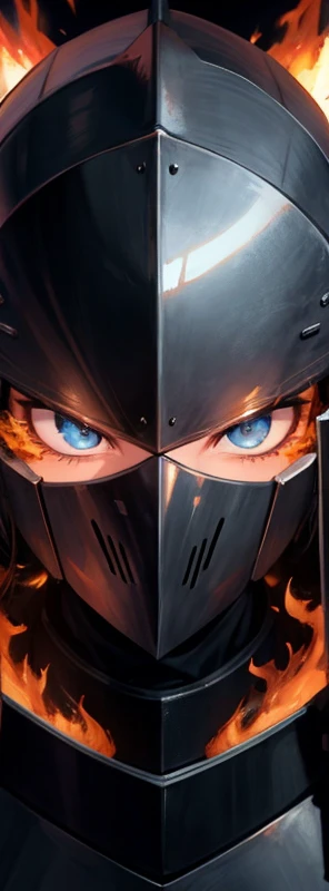 masterpiece, best quality, high res, best quality, the greatest details, 8k, UHD, HDR, fire and smoke,
<lora:add_detail:0.8>, <lora:ng_deepnegative_v1_75t:1>, <lora:RealDownblouse15_v2.08:1>,
Portrait, looking at the camera, Night, dark,
Blue, Blue Fiery eyes, Eyes are burning blue flames, knight, in armor, burning helmet, helmet on fire, blue flame,