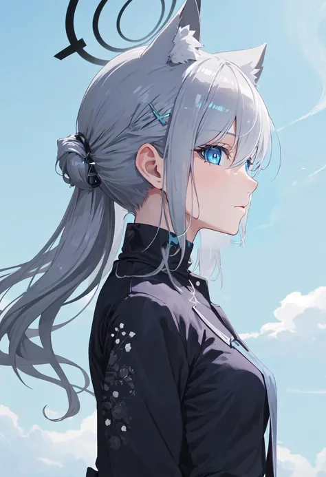 (safe:1.10), best quality, masterpiece, highres, solo, (shiroko_bluearchive:1.10), profile, from side, upper body, 23 <lora:shiroko_bluearchive:0.80>