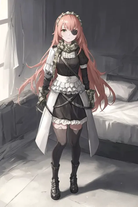 full body, woman, cz2128_delta eye patch, (masterpiece:1.4), best quality, ultra detailed, <lora:Cz delta(Overlord):0.7>