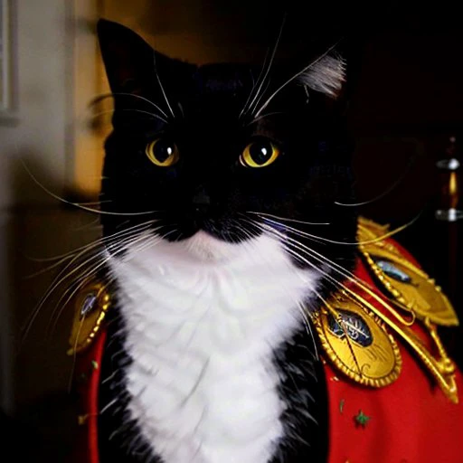cat,
((in millitary uniform)),
Best quality, masterpiece, ultra high res, (photorealistic:1.4), in intricated robe, xitheking, an emperor, sitting on the dragon throne, detailed skin, cinematic lighting
<lora:uniko_v1:1>