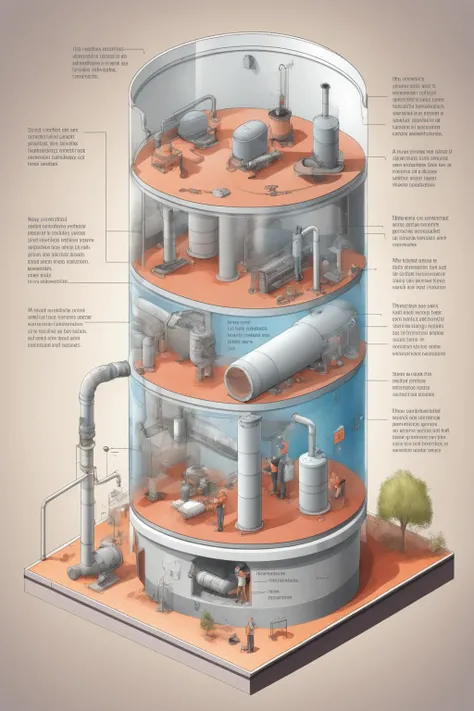 <lora:Isometric Cutaway:1>,Isometric Cutaway - An Image illustrating the tank installation guide. The background shows the tank installation scene with illustrations or pictures demonstrating the correct installation steps. The accompanying text instructions are presented in a clear and understandable manner, helping the user to easily complete the installation of the tank.