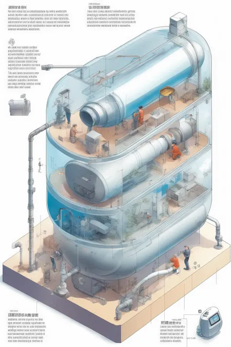 <lora:Isometric Cutaway:1>,Isometric Cutaway - AnImage illustrating the tank installation guide. The background shows the tank installation scene with illustrations or pictures demonstrating the correct installation steps. The accompanying text instructions are presented in a clear and understandable manner, helping the user to easily complete the installation of the tank.