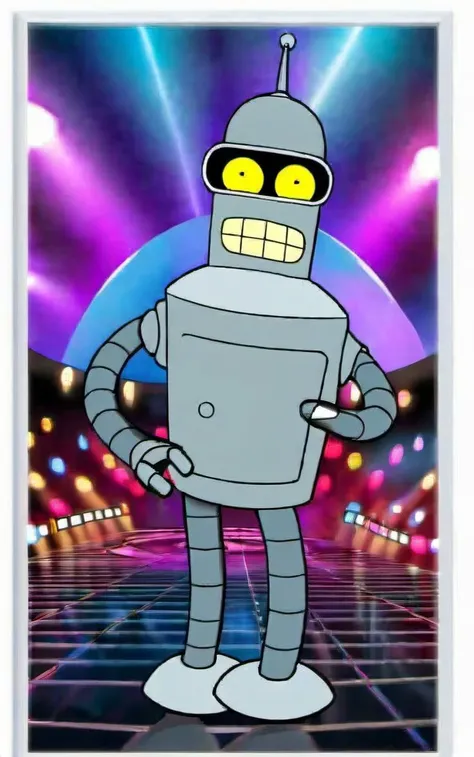 A photo of benderbot partying at the disco <lora:SDXL-benderbot-Lora:1.0>, very detailed, clean, high quality, sharp image