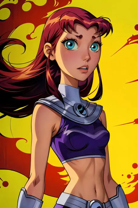 <lora:StarfireTT:0.8> starfire, anime, 2d, cartoon, midriff, 1girl, solo, <lora:add_detail:0.8>, masterpiece, best quality